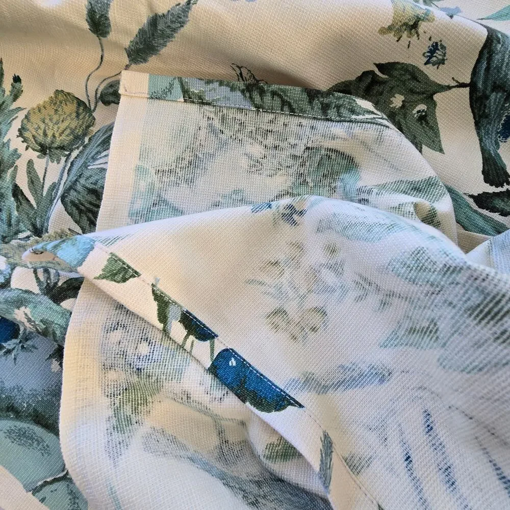Vintage Waverly Fabric Remnant Plymouth Document Blue Yellow Green Birds READ DS